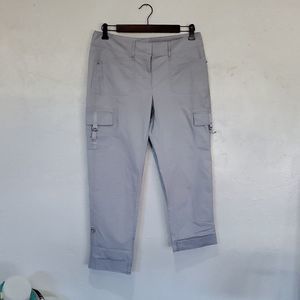 White House Black Market Silver Capri Cargo Pants